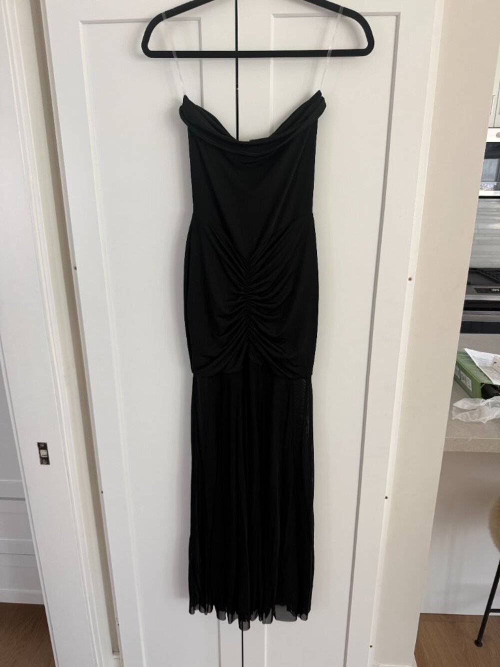 Meshki - Caspian Slinky and Mesh Off Shoulder Maxi Dress / Black / M - Picture 4 of 10